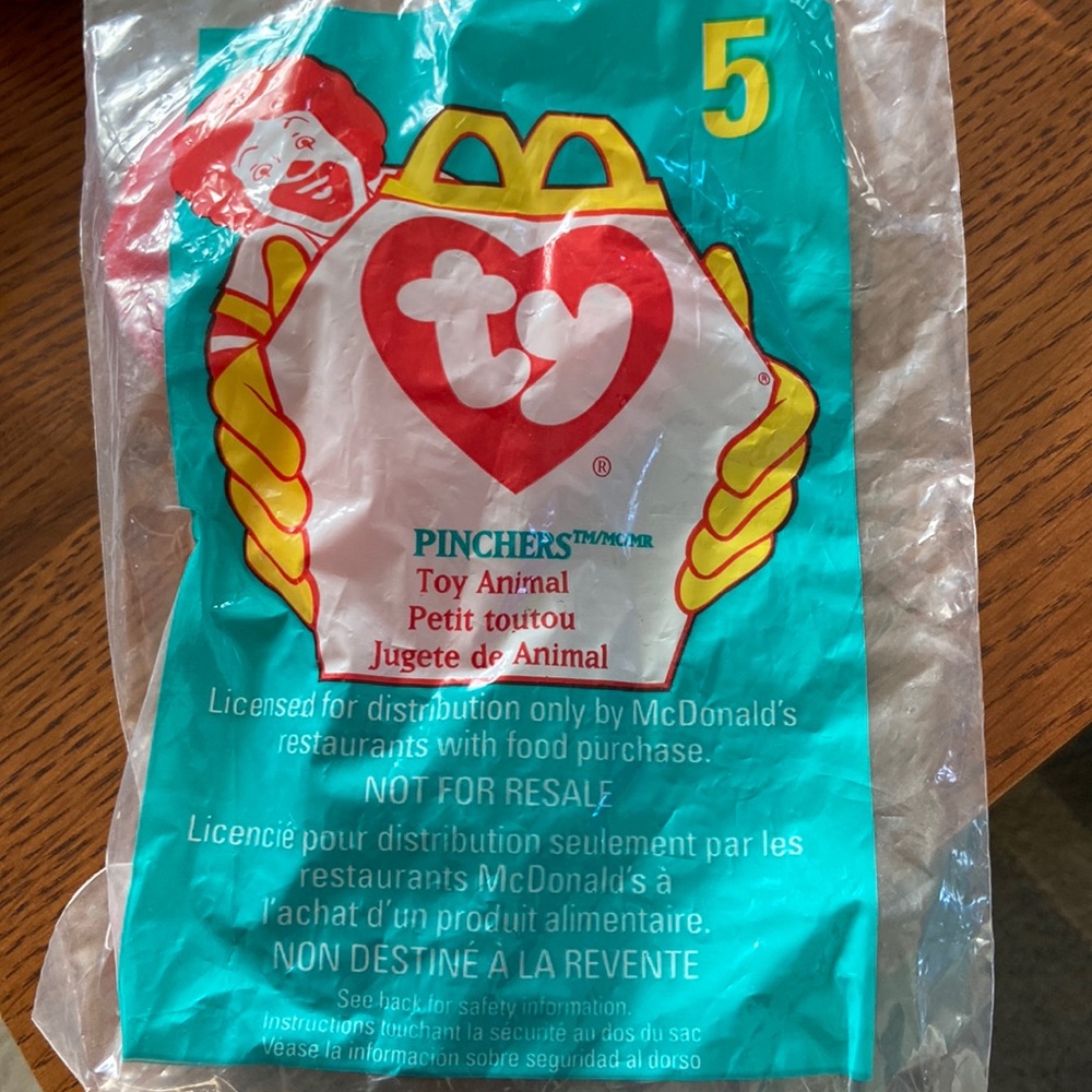 Pinchers mc Donald’s beanie number 5. Rare in bag